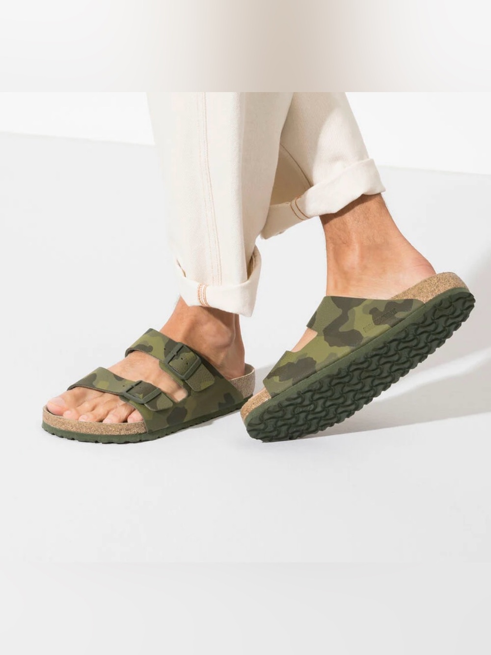 NEW Birkenstock Arizona Birko Flor Desert Soil Camo Green  SZ-38